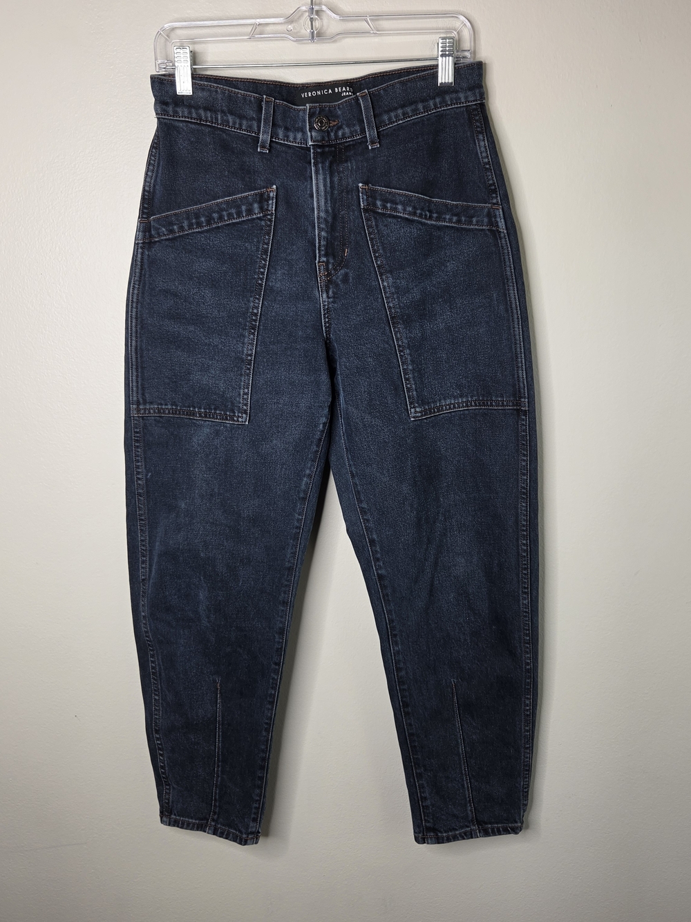 Veronica Beard Charlie Barrel High Rise Dark Ink Jeans